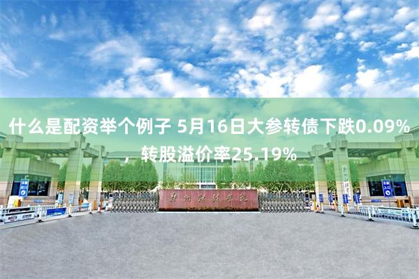 什么是配资举个例子 5月16日大参转债下跌0.09%，转股溢价率25.19%