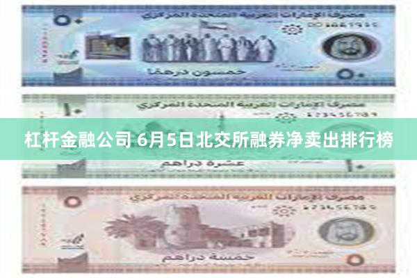 杠杆金融公司 6月5日北交所融券净卖出排行榜